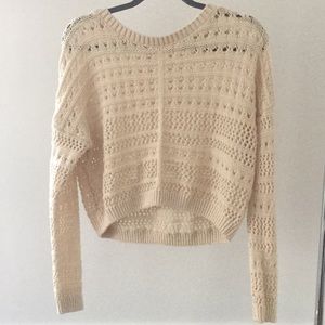 💕Cream loose knit sweater! Size L. Very comfy!